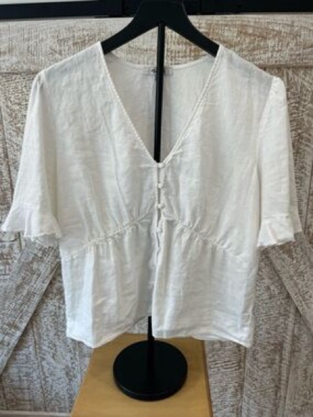 Madewell Linen Blouse Top White Size 6 NWOT